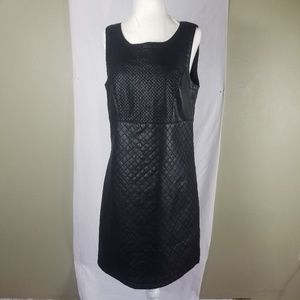 Topshop Tall Black Quilted Faux Leather Dress Sz 8